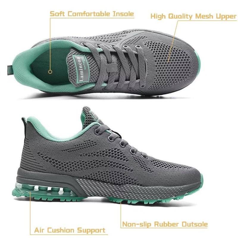 Lamincoa Womens Running Shoes Athletic Women Sneakers Non Slip Womens Tennis Shoes Grey - Image 2